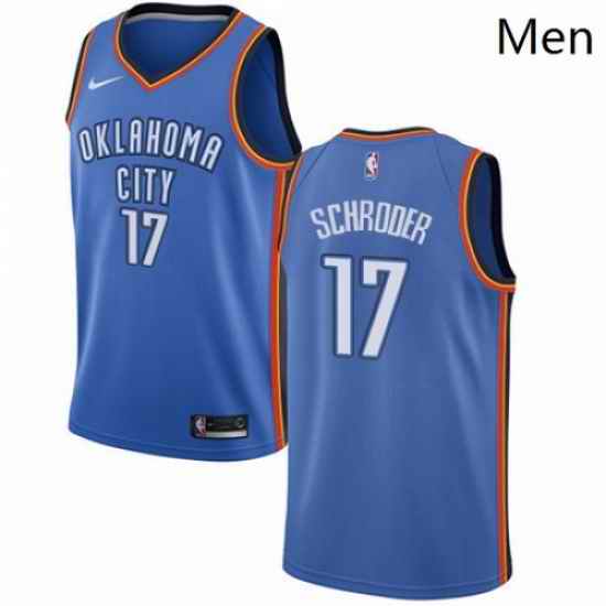 Mens Nike Oklahoma City Thunder 17 Dennis Schroder Swingman Royal Blue NBA Jersey Icon Edition